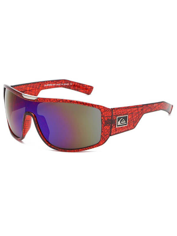Men's oversized red sports goggles with large frame and mirror UV400 lenses, ideal for outdoor activities and superior UV protection.